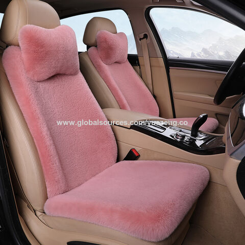 Imitation Rabbit Fur Seat Covers For Cars Winter Plush Car Seat Cover Faux  sheepskin Seat Cushion Anti Slip Front Rear Seat Mat interior Styling 
