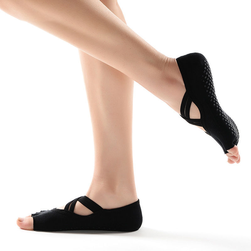 Lady Non Slip Toeless Half Toe Grip Socks Dance Yoga Socks