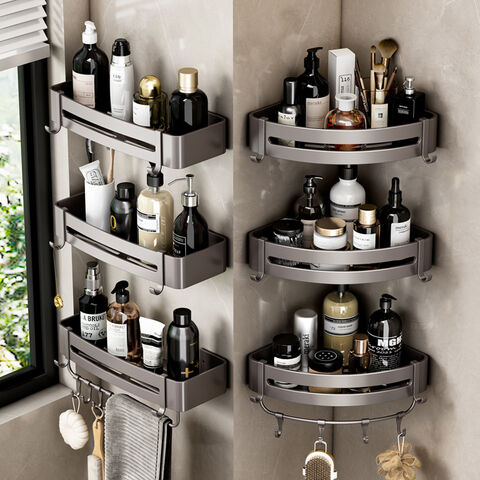 Panier de douche suspendu sans perçage, étagère d'angle pour salle de bain, organisateur de douche, étagères murales