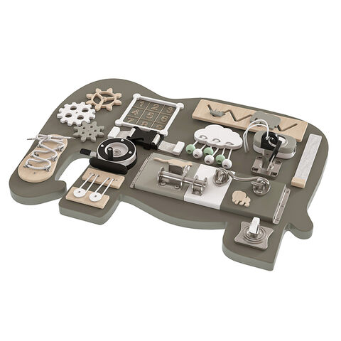 Tablero de Actividades Montessori Sensorial para Niños con Forma de Elefante de Madera W12D558 - Juguete Educativo de Madera