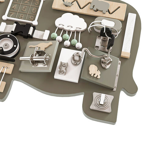 Tablero de Actividades Montessori Sensorial para Niños con Forma de Elefante de Madera W12D558 - Juguete Educativo de Madera