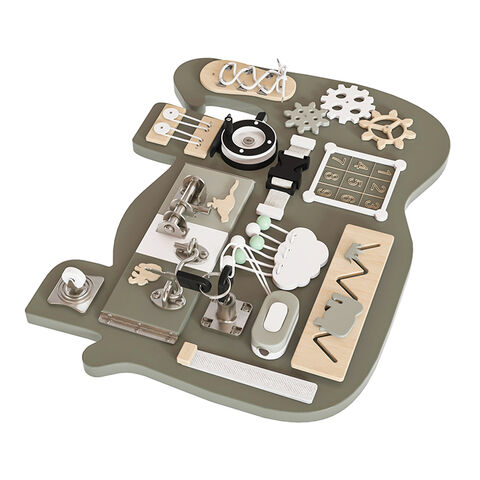 Tablero de Actividades Montessori Sensorial para Niños con Forma de Elefante de Madera W12D558 - Juguete Educativo de Madera