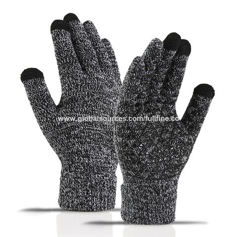 A Pair Of Men's Wool Finger Gloves, Men's Autumn And Winter Touch Screen  Warm Gloves, Fashionable Thickened Outdoor Cycling Non-slip Gloves