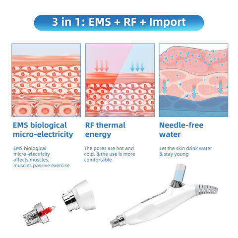 Mini Inyector Meso Mesoterapia con Aguja EMS Inyección de Agua para Cuidado Facial, Eliminación de Arrugas - Dispositivo profesional para tratamientos estéticos