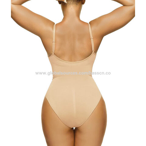 Bodysuit for Women Shapewear Seamless Sculpting Thong Body Shaper  Drawstring Waist Jumpsuit (White, S)