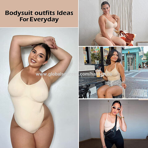 Shaperwear For Women Tummy Control Panty Waist Girdles Corset  Body Shaper Sexy Deep V-Neck Bodysuits Tops Brown XXL