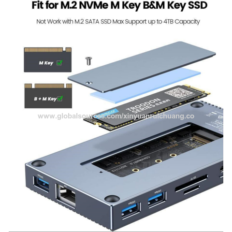 USB C Docking Station Dual Monitor 4K@60Hz with M.2 NVME SSD  Enclosure,12-in-1 USB C Hub with HDMI,DP,100W  PD,USB3.1,USB3.0,Audio,SD/TF,RJ45,Data,M.2