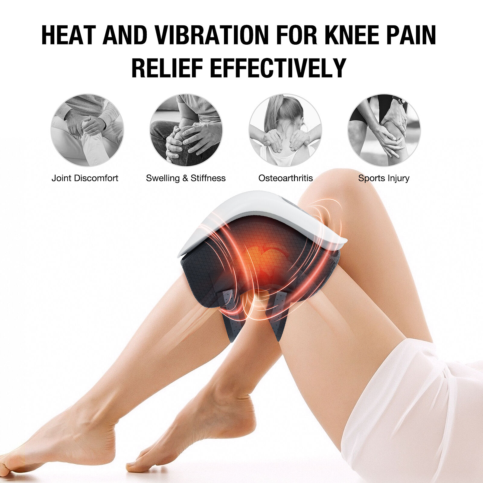 Upgrade Knee Massager with Heat, 3 Adjustable Vibration Knee Heating Pad  for Arthritis Knee Pain Relief
