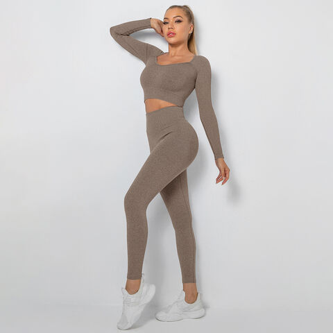 China High reputation China Comfy Clothes Outfits Winter Workout Sets Woman  Seamless Athletic Set Bodycon Leggings + Long Sleeve Top for Exercise &  Fitness Gyms Outfits factory and suppliers
