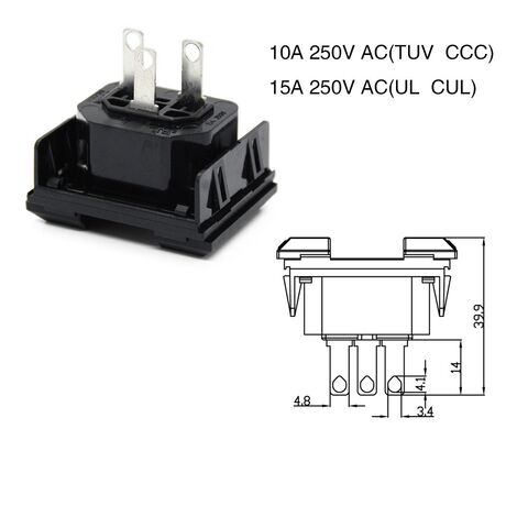 UL-geprüfte, verriegelbare 15A 250V PDU-Steckdose IEC C13, AC-Buchse, 3-polige 250V-Steckverbinder