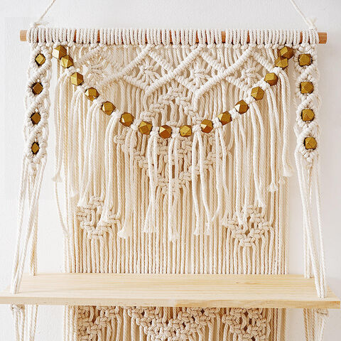 Wholesale Hot Sale Luxury Macrame Home Decor Golden Ginkgo Leaf 3D