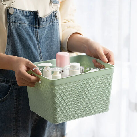 Plastic Storage Box with Handle Desktop Table Sundries Cosmetic Basket  Makeup Jewelry Storage Box Kitchen Storage Containers