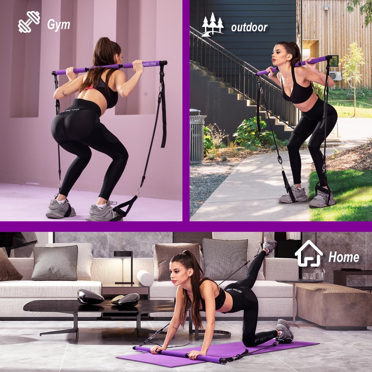  Pilates Bar Kit with Resistance Bands - Home Gym