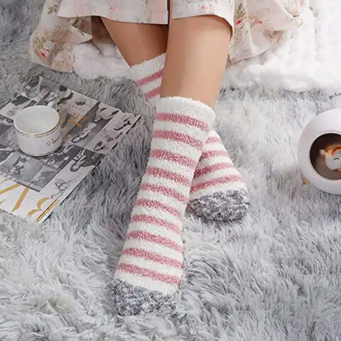 Womens thermal bed socks with non slip grips