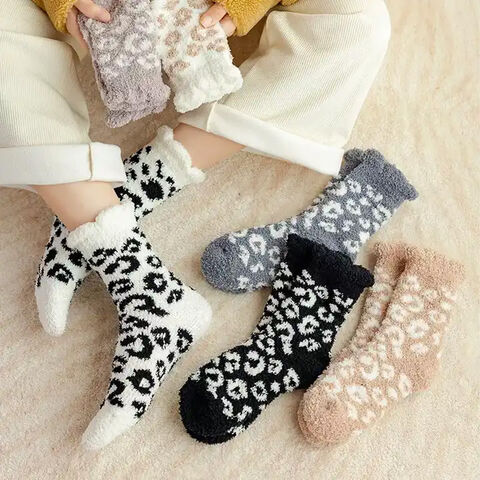Womens thermal bed socks with non slip grips
