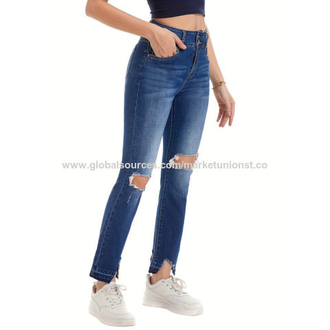 Stylish Sexy High Waist Wide Leg Flared Women's Summer Ripped Jeans Denim  Pants Ladies - China Jeans for Women and Jeans Women price