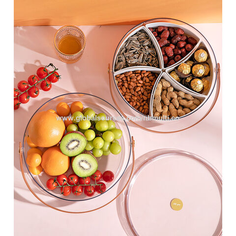 Candy and Nut Serving Container, Appetizer Tray with Lid, 6 Compartment  Round Plastic Food Storage Lunch
