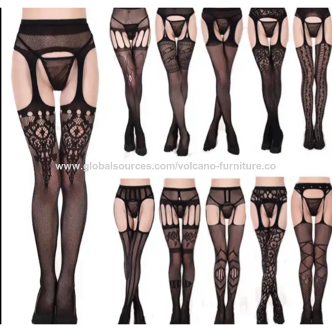 Wholesale Women Sexy White Floral Hollow Lace Fishnet Stockings