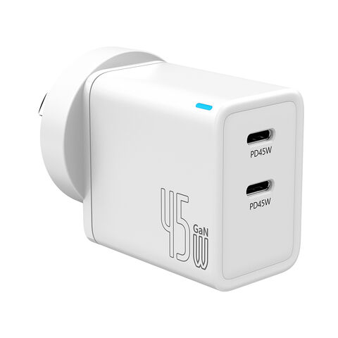45W GaN Ladegerät mit Dual-Ports und Schnellladefunktion für Mobiltelefone, Serie von Ladegeräten mit austauschbarem Stecker, Reiseschnellladegerät – Verkaufsschlager