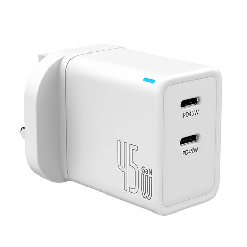 45W GaN Ladegerät mit Dual-Ports und Schnellladefunktion für Mobiltelefone, Serie von Ladegeräten mit austauschbarem Stecker, Reiseschnellladegerät – Verkaufsschlager