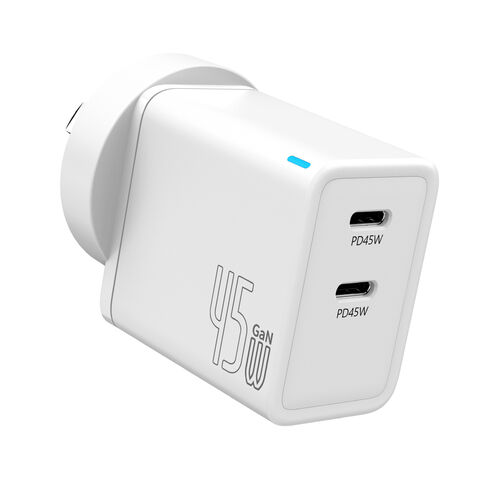 45W GaN Ladegerät mit Dual-Ports und Schnellladefunktion für Mobiltelefone, Serie von Ladegeräten mit austauschbarem Stecker, Reiseschnellladegerät – Verkaufsschlager