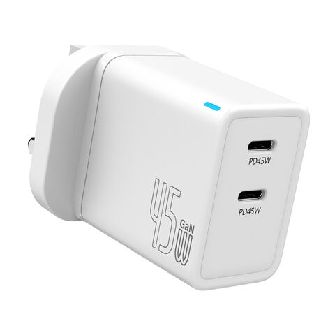 45W GaN Ladegerät mit Dual-Ports und Schnellladefunktion für Mobiltelefone, Serie von Ladegeräten mit austauschbarem Stecker, Reiseschnellladegerät – Verkaufsschlager