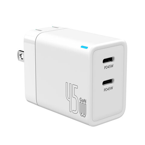 45W GaN Ladegerät mit Dual-Ports und Schnellladefunktion für Mobiltelefone, Serie von Ladegeräten mit austauschbarem Stecker, Reiseschnellladegerät – Verkaufsschlager