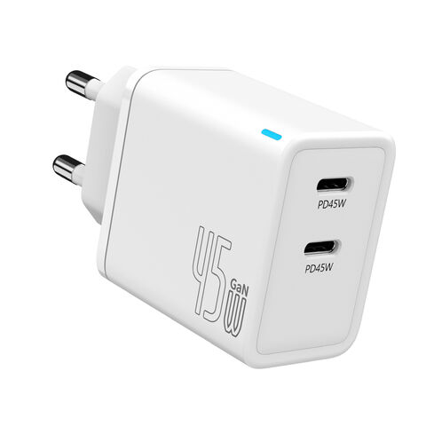 45W GaN Ladegerät mit Dual-Ports und Schnellladefunktion für Mobiltelefone, Serie von Ladegeräten mit austauschbarem Stecker, Reiseschnellladegerät – Verkaufsschlager