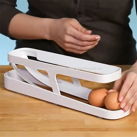 Egg Holder Automatically Rolling Egg Storage Container, 2 Tier Rolling Egg  Dispenser, Space Saving Egg Tray For Refrigerator Countertop Cabinet