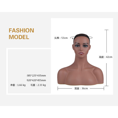 18 Realistic Mannequin Wig Head PVC Manikin shoulder Bust Stand Display  Hair CM
