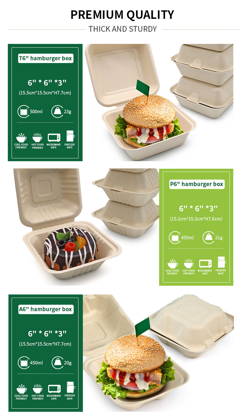 Buy Wholesale China 6-inch, Ribbed Hamburger Compostable Clamshell ...
