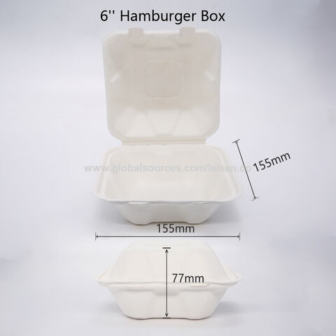 Buy Wholesale China 6-inch, Ribbed Hamburger Compostable Clamshell,,  Take-out/to-go Food Boxes - Biodegradable Containers, Hinged Lid -  Microwave-safe & Sugarcane Food Containers,food Boxes,hamburger Box at USD  0.0552