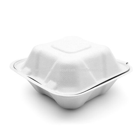 Buy Wholesale China 6-inch, Ribbed Hamburger Compostable Clamshell,,  Take-out/to-go Food Boxes - Biodegradable Containers, Hinged Lid -  Microwave-safe & Sugarcane Food Containers,food Boxes,hamburger Box at USD  0.0552