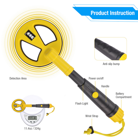 Metal Detector Pinpointer, Professional Waterproof Handheld Pin Pointer  Wand, Search Treasure Pinpointing Finder Probe With 9v Battery And Led  Compati