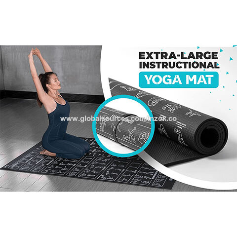 Instructional Yoga Mat with Poses Printed on It & Carrying Strap - 75  Illustrate