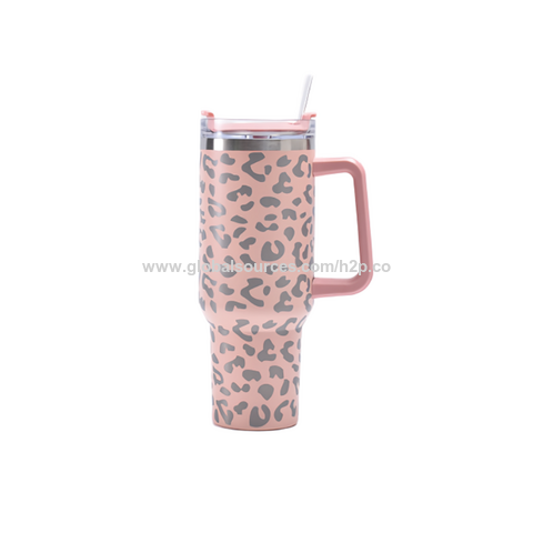Coffee Leopard Print Glass Cup with Bamboo Lid and Straw, Cute Ice