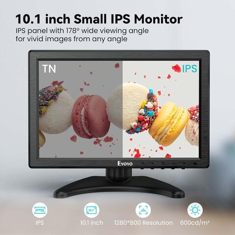  Eyoyo Monitor LCD IPS de 10 pulgadas 1280x800 Resolución  Soporte HDMI VGA BNC AV entrada para PC TV Pantalla de seguridad (10  pulgadas) : Electrónica