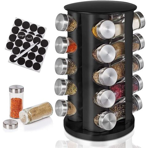 1 Set, Spices And Seasonings Sets, Revolving Countertop Spice Rack With 6  Glass Jar Bottles, Spice Tower Organizer For Countertop Or Cabinet, Multifun