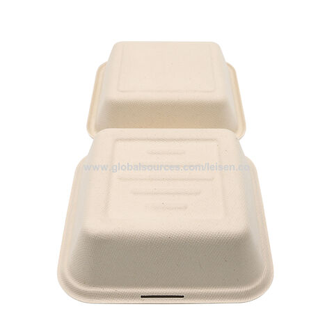 Buy Wholesale China 6-inch, Ribbed Hamburger Compostable Clamshell,,  Take-out/to-go Food Boxes - Biodegradable Containers, Hinged Lid -  Microwave-safe & Sugarcane Food Containers,food Boxes,hamburger Box at USD  0.0552