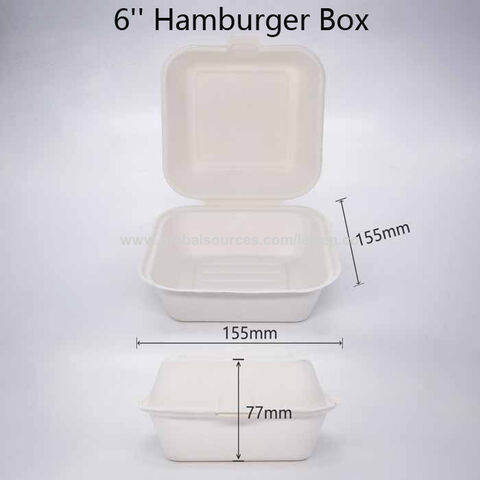 Buy Wholesale China 6-inch, Ribbed Hamburger Compostable Clamshell,,  Take-out/to-go Food Boxes - Biodegradable Containers, Hinged Lid -  Microwave-safe & Sugarcane Food Containers,food Boxes,hamburger Box at USD  0.0552