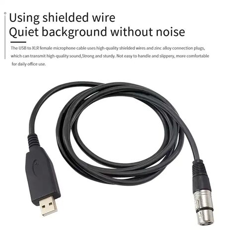 USB Microphone Cable USB Male to 3-Pin XLR Female Audio Cable Adapter (2m)  