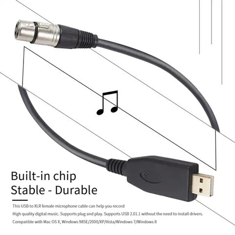 Câble USB C vers XLR Femelle, Câble de Microphone de Type C Tressé en Nylon  Connecteur