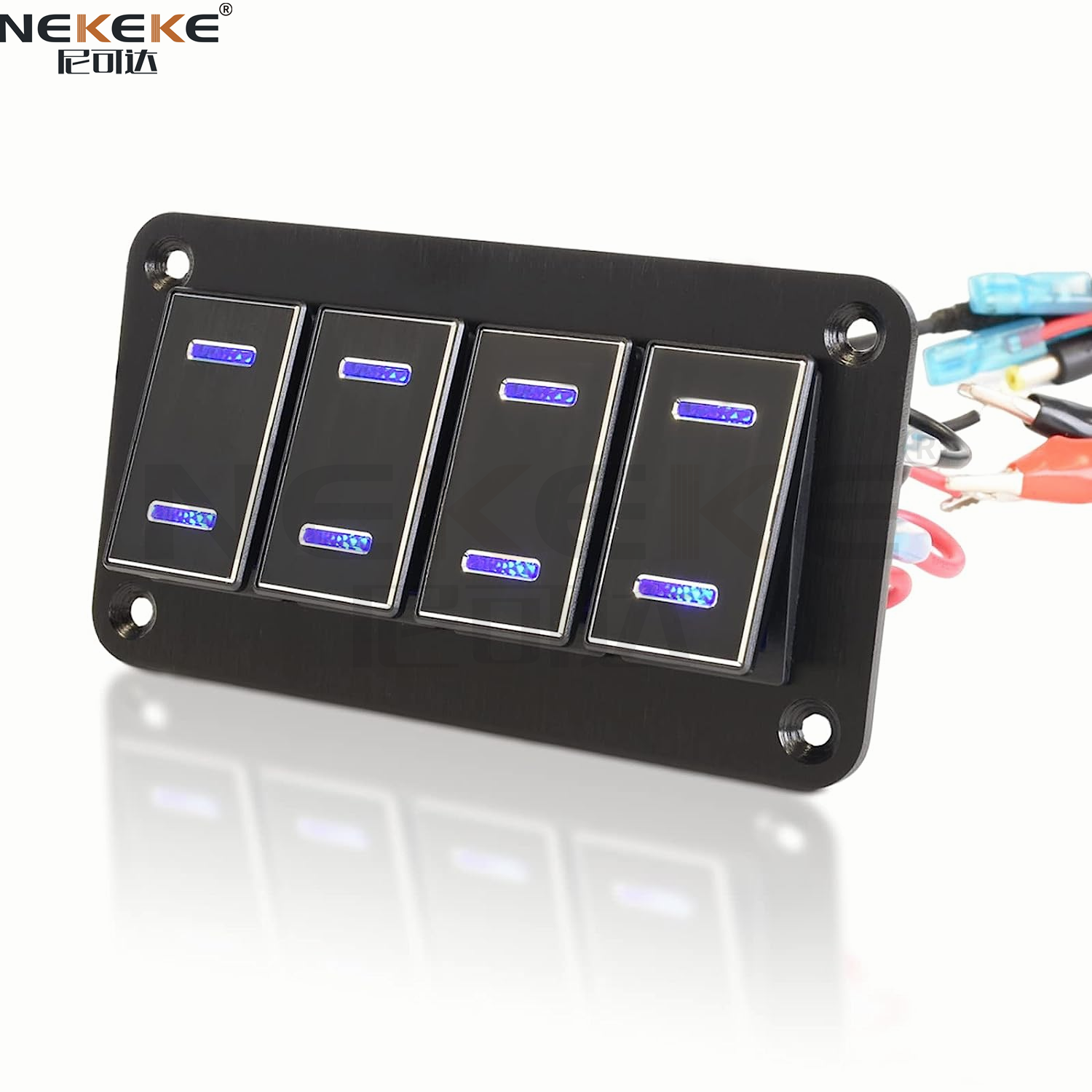 LIGHTFOX 6 Gang 12V Switch Panel ON-OFF Toggle Rocker Control Blue LED For RV Ma - Foto 3