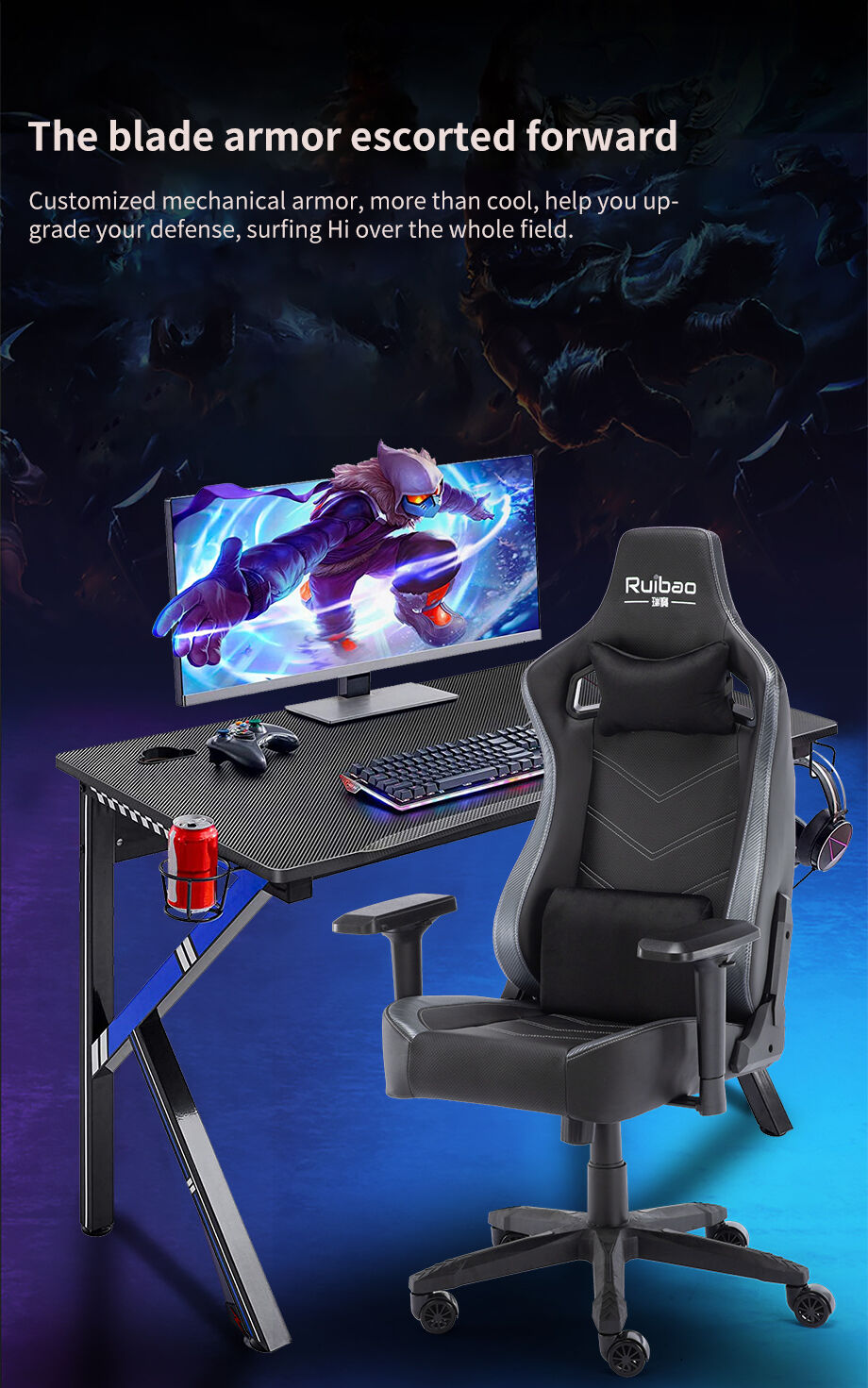 Buy Wholesale China Ruibao Large Gaming Desk Computer Gaming Desk Table