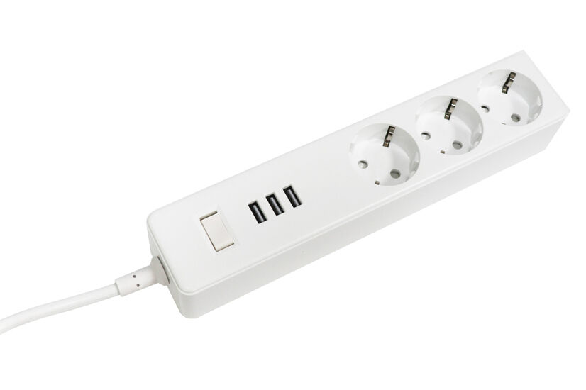 EU Plug Power Strip Extension Cable Multiprise 10 AC Outlets