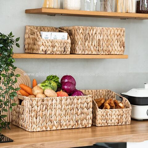 New Design Rattan Square Fruit Portable Storage Organizer