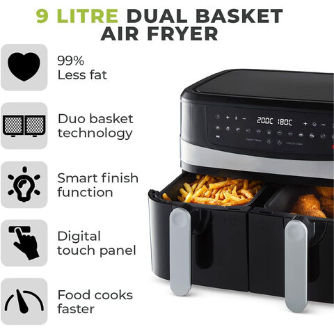 Buy Wholesale China 9l Dual Baskets Air Fryer With Clear Window-eap & Double  Baskets Air Fryer at USD 25