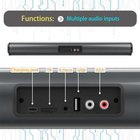 Haut-parleur TV Haut-parleur Bluetooth, carte mémoire de prise en charge de  la barre de son / 3,5 mm / RCA 5 W × 4 pour ordinateur