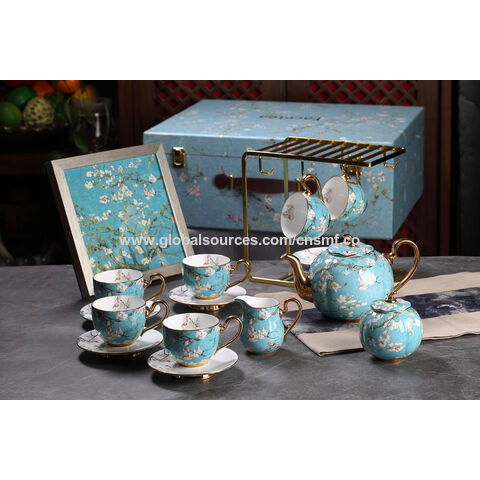 Juego de Vajilla de Porcelana Fina, Juegos de Té, Ideal para Regalo en Boutiques, Apto para Microondas y Lavavajillas, para Banquetes - Oferta Exclusiva