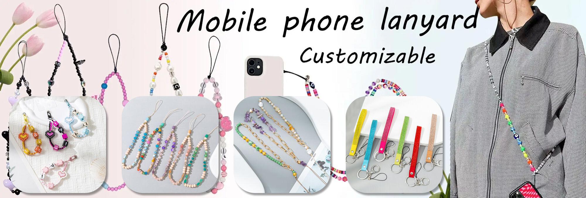 Colored Acrylic Mobile Phone Chain Women's Mobile Phone Case Lanyard ...